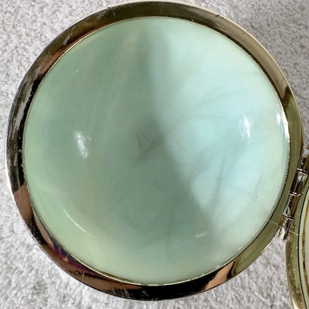 Vintage Genuine Alabaster Hand Carved Round Trinket Dish Cottagecore Boho - Picture 9 of 15